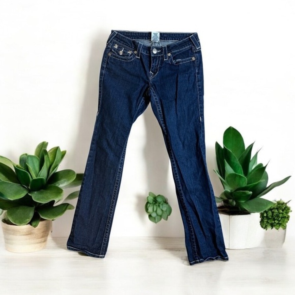 True Religion Billy Bootcut Jeans Blue 26 Women Studded Flap Pocket Y2K